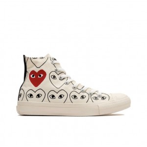 Кеды Comme des Garcons Play высокие белые с сердечками