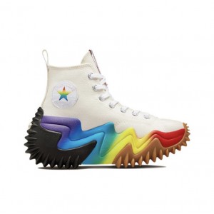 Кеды Run Star Motion Pride Rainbow белые высокие "Радуга"